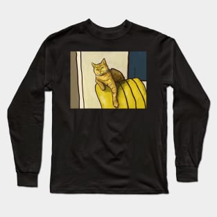 Cat on the back of a sofa, painted cat Long Sleeve T-Shirt